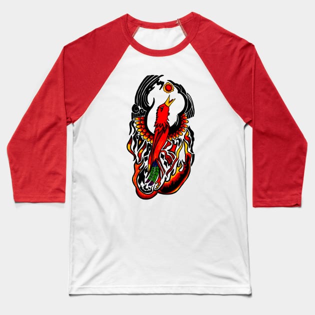 Phoenix on Fire Baseball T-Shirt by BlakCircleGirl